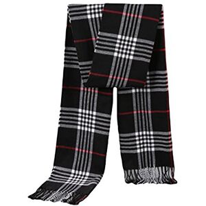 Letuwj Mens Scarf muffler with Tassel stole for winter Black+Red Grid 2 One size