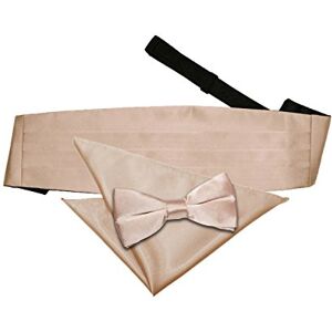 DQT Plain Satin Men's Formal Casual Wedding Pre-Tied Bow Tie Pocket Square & Classic Cummerbund - Mocha Brown