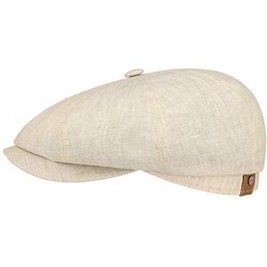 Stetson Hatteras Men's/Women's Linen Flat Cap - Cap with Cotton Lining - Newsboy Cap with UV 40+ Sun Protection - Spring/Summer Peaked Cap - Baker boy Cap Beige 58 cm