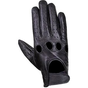 Leather Men's Driving Gloves Retro style Comfort Chauffeur Fashion Lambskin soft (M, Black With Holes)