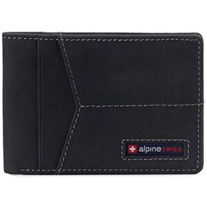 Alpine swiss Delaney Men’s RFID Blocking Slimfold Wallet Thin Bifold Cowhide Leather Comes in Gift Box Charcoal