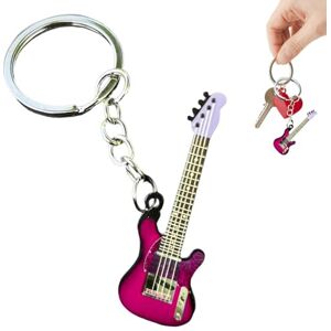 AUFY Guitar Keychain Car Keyring - Guitar Keyring Music Fans Mini Guitar Shape Pendant for Hanging Purse Bag Pendant Decoration Hanging Keychain Accessory Creative Gift