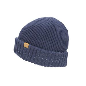SEALSKINZ Unisex Waterproof Cold Weather Roll Cuff Beanie Hat - Navy Blue, Large/X-Large