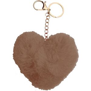 Teddyt'S Fluffy Heart Handbag Charm Keyring Pom Pom (Cedar Brown)