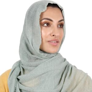 Light-Olive Crimp Crinkle Hijab Scarf for Women Scarfs for Muslim Women Hijab Headscarf Headwrap For Women Abaya Head Scarf Neck Scarf Turban Head Wrap