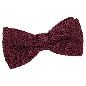 DQT Men Knit Knitted Plain Casual Pre-Tied Bow Tie - Cabernet Red