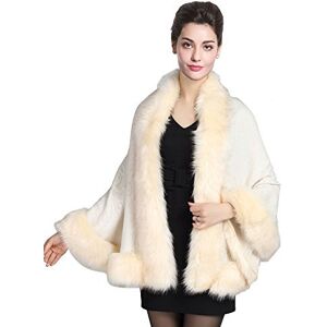 BEAUTELICATE Women’s Faux Fur Wrap Shawl Stole for Wedding (8 Colors) S-55, One Size, Beige