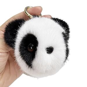 Hdkean Panda Plush Keychain TrinketSoft Furry Cartoon Metal Keyring For Women Men Backpack Pendant Accessory Jewelry Gifts Plush Panda Head Bag Charm Key Organizer Keychain Key Organizer Box For Counter