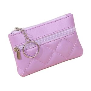Ladies Purse Wallet Women Wallets with Zipper Credit Card Holders Rhombus PU Leather Purse with Key Ring Zipper Pouch Card Holder Small Change Wallet for Women Ladies Girls (Purple)