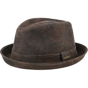 Stetson Radcliff Leather Player Men - Fedora hat with Lining, Trim Summer-Winter - XXL (62-63 cm) Brown