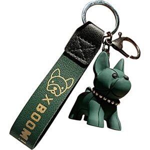 Generic Puppy Key Chain Female Creative Cute Dog Key Chain Male Car Pendant Couple Bag Hanging Jewelry Leather Holder (Green, One Size)