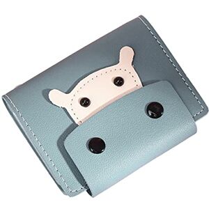 Shffuw Nylon Wallet Fashion Lady Cute Cartoon Cow Leather Solid Color Purse Multi Card ID Bag Womens Wallet Plus Case Leather Wallet (Blue, One Size)