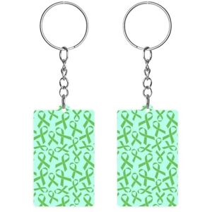 Baikutouanpoqlimg Lymphoma Cancer Green Ribbon Acrylic Keychain Rectangle Key Chains Keychain Mini Pendant Crafts For Women Men Gift