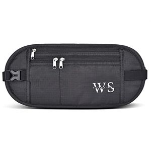 WILLWELL SPORT Money Belt Passport Holder RFID Blocking Waterproof Fabric Black