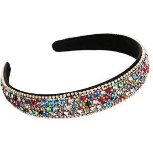 Qinlenyan Sparkling Rhinestone Headband Simple Headwear Women Luxury Hair Hoop Colorful Rhinestones Inlaid Lightweight Fashionable Multicolor