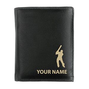 Notts Laser Personalised Mens Real Leather Wallet - Cricket Batsman Design (Origin Style)