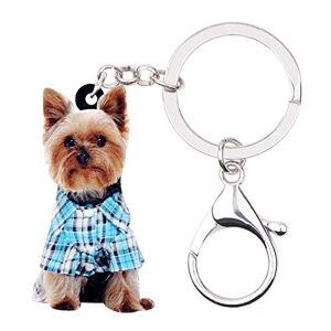 Newei Jewelry WEVENI Acrylic Yorkshire Terrier Teddy Key Chains Yorkie Keyring Women Girl Handbag Charms Jewelry Keychain (Blue)