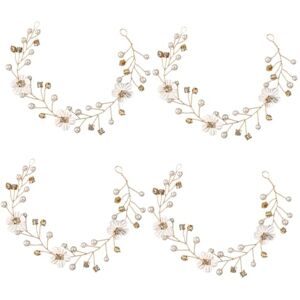 MAGICLULU 4pcs Hair Accessories Wedding Accessories for Brides Bridal Headpiece Hair Accessory for Women Wedding Hair Vine Car The Flowers Grab The Drill White Man-made Pearl