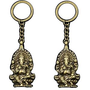 honggui1111-2Pcs Key Ring Metal Key Chain Keychain Jewelry Ganesha Buddha Elephant 62x32mm Pendant (Ancient Bronze)