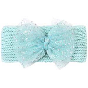 UIFLQXX Infant Baby Knitted Headbands Solid Lace Bow Headwear Elastics Headband Hairband Hair Accessories Newborn Soft BowKnot HairBand (Mint Green, One Size)