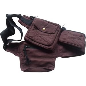 Natural Flow Fair Trade Hippy Boho Cotton Travel Passport Bag Utility Hip Belt Organizer (Brown)