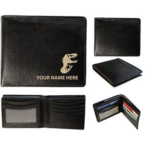 Personalised Mens Leather Wallet - Laser Marked with Your Name & Dinosaur Design (Sandringham)