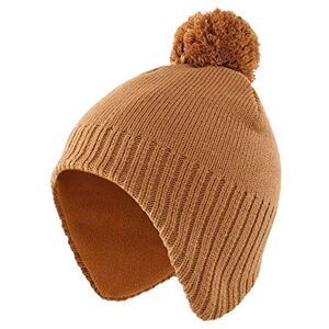 Magracy Toddler Boys Girls Winter Hats Warm Earflap Beanie Hat Fleece Lined Knit Hat for Kids Camel M