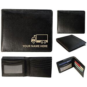 Personalised Mens Leather Wallet - Laser Marked with Your Name & Van/Truck Design (Sandringham)