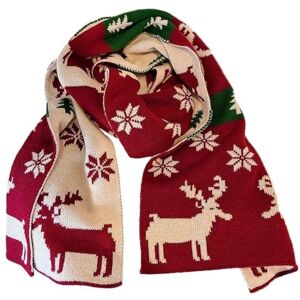 Casiler Christmas Scarf Unisex Winter Knitted Scarf Reindeer Fair Isle Christmas Theme Scarves Double-sided Warm Scarf for Women and Men