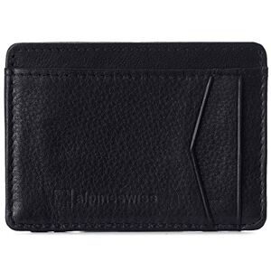 Alpine swiss RFID Minimalist Oliver Front Pocket Wallet for Men Leather York Collection Soft Nappa Black
