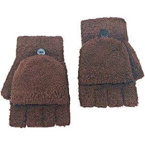 Generic Coral Velvet Knitted Warm Convertible Flip Mittens Top Fingerless Women Winter Gloves Women Gloves Mittens Knitted Flip Half Finger Gloves Womens Winter Bibs Overalls (Coffee, One Size)