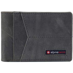 Alpine swiss Delaney Men’s RFID Blocking Slimfold Wallet Thin Bifold Cowhide Leather Comes in Gift Box Gray