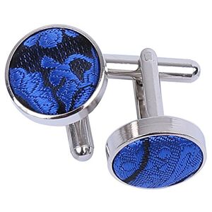 DQT Premium Woven Microfibre Paisley Floral Patterned Royal Blue Men's Formal Casual Wedding Rhodium Plated Cufflinks