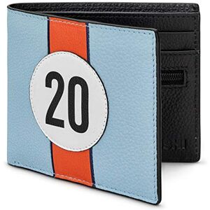 Yoshi Race Car Livery #20 Men's Leather Wallet, Genuine Blue & Black Leather Wallet, RFID Blocking Wallet, Slim Wallet for Men