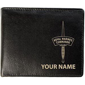 Personalised Mens Real Leather Wallet - Royal Marines Commando Design (Sandringham Style)