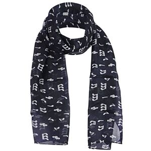 Cloud9basic Music note Pure Silk Neck/Head scarf, Navy