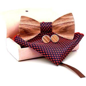 Kapmore Wedding Accessories Set for Men - Vintage Star Woo Cufflinks, Square Party Pocket Decorative Formal and Bow Tie Matching