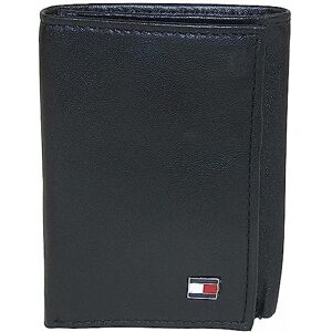 Tommy Hilfiger Men'S Genuine Leather Slim Trifold Wallet With Id Window, Oxford Black, One Size