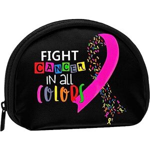 Bnss Fight Cancer in All Color Fight Cancer Ribbons Women and Girls Cute Fashion Coin Purse Wallet Bag Change Pouch Key Holder