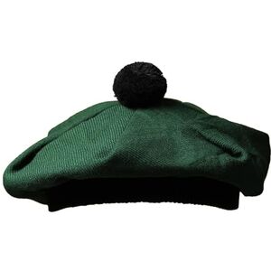 Yas Designer YAS Scottish Hat Tam o' Shanter Tammy Jimmy Flat Bonnet in Many Tartans (Green Plain),One Size