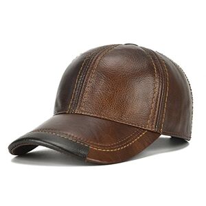 Roffatide Men Leather Baseball Cap Adjustable Buckle Dad Hat Driving Outdoor Winter Warmth Brown