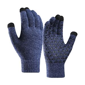 Generic Winter Touchscreen Gloves Knitted Gloves Lining Touchscreen Gloves Cuff for Men Knitted Non-Slip Soft Improved Elastic Thermal Women Winter Gloves, A-Blue, One Size