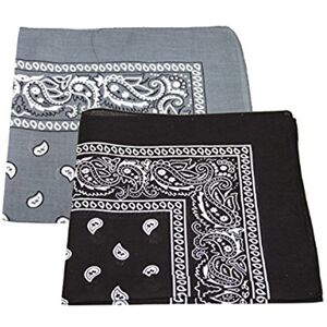 2 x Men's/Women's Paisley Pattern Bandana Head/Neck Scarf 100% Cotton (black and grey)