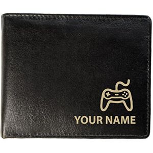 Personalised Mens Real Leather Wallet - Games Pad Design (Sandringham Style)