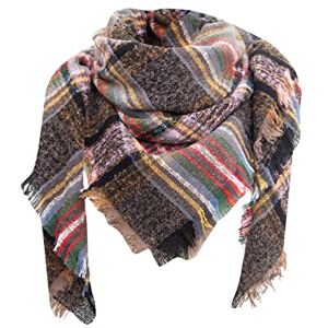 Générique Ice Silk Women's Autumn Winter Scarf Classic Tassel Plaid Scarf Warm Soft Chunky Large Blanket Wrap Shawl Scarves Shawl White Baptism, coffee, One size