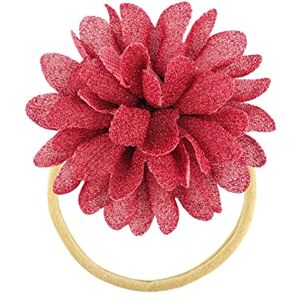 Generic Baby Children's Solid Color Girl Big Flower Soft Headband Handmade Sunflower Nylon Elastic Headband Solid Stretch Flower Baby Headwear Infant Hairband Girls Kids Hair accessories (F, One Size)