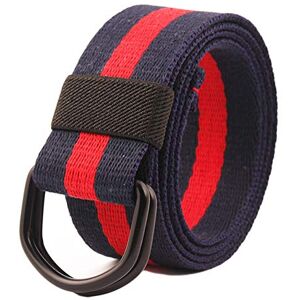 JIER Men's Women's Canvas Double Buckle Military Striped Belts Nylon Canvas Belt with D-Ring Waistband (Black C,One Size)