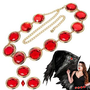 Generic Women Cosplay Waist Belt,Cosplay Stone Chain for Women Adjustable Rhinestone Circle Red Gems Chain for Party Dress Accessories