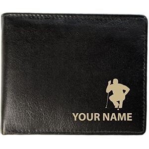 Personalised Mens Real Leather Wallet - Golf Pro Design (Sandringham Style)