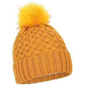 Mountain Warehouse Lisbon Fur Lined Womens Pom Beanie - Warm Ladies Winter Cap, Breathable Hat Cap, Easy Care - Best for Travelling, Walking & Camping Soft Yellow